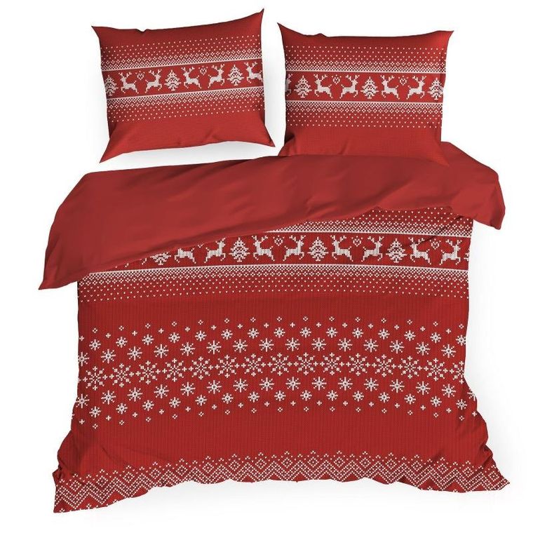 Eurofirany, komplet pościeli świątecznej, Noel, 160-200 cm, czerwony