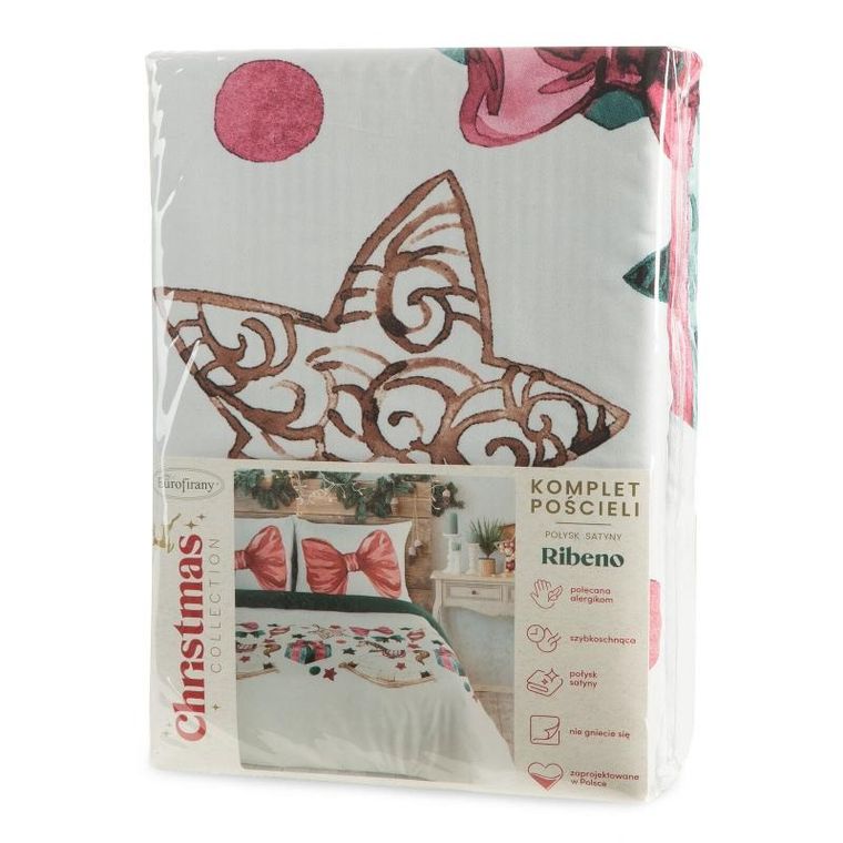 Eurofirany, komplet pościeli świątecznej, Ribeno, 220-200 cm, biały