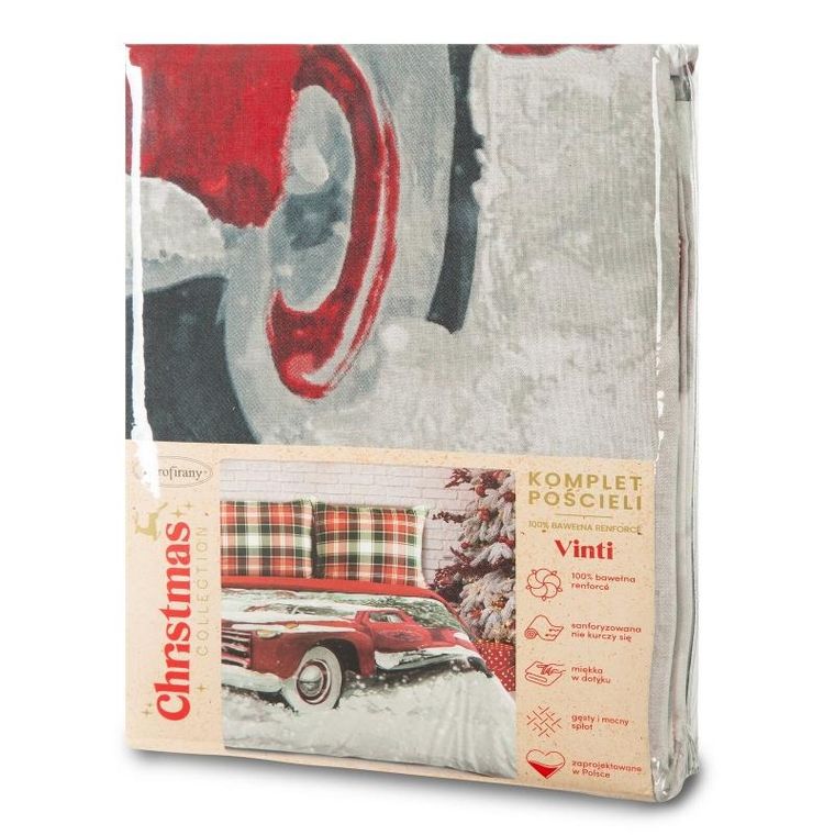 Eurofirany, komplet pościeli świątecznej, Vinti, 220-200 cm, czerwony