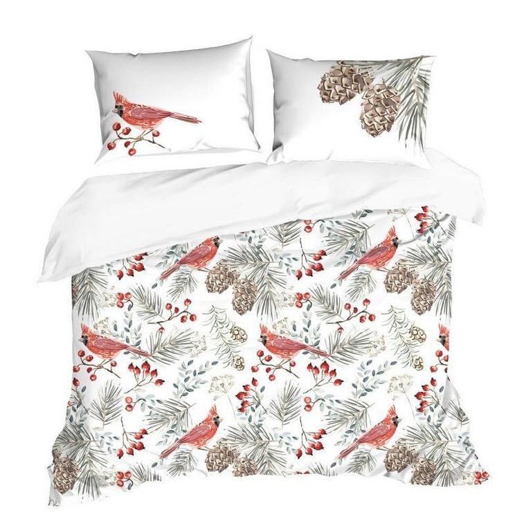 Eurofirany, komplet pościeli świątecznej, Willow, 160-200 cm, biały