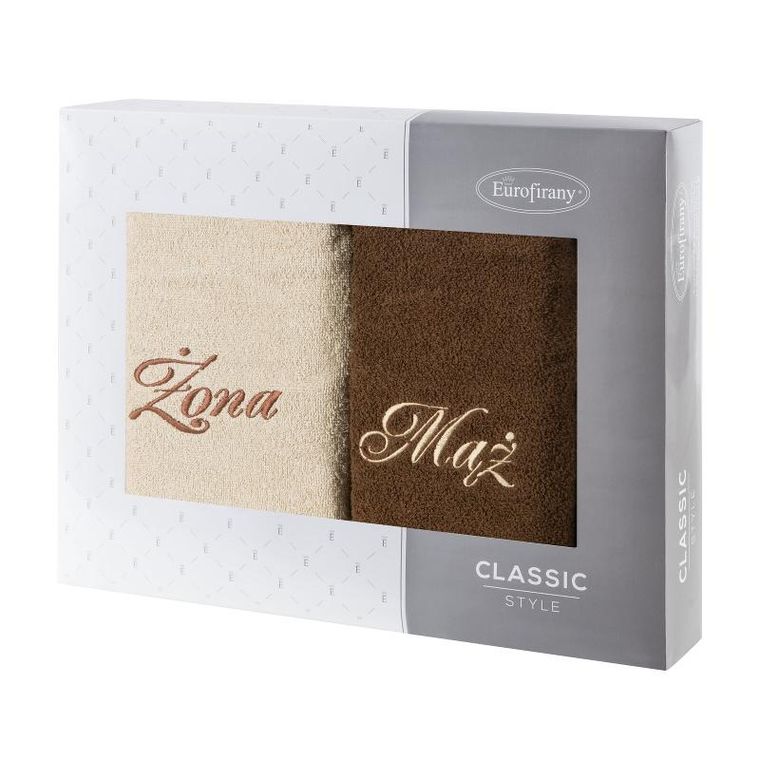 Eurofirany, komplet ręczników, 2 szt., mąż żona, 50-90 cm, beżowy