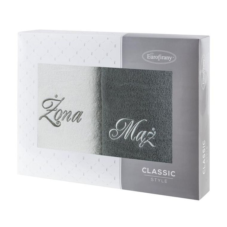 Eurofirany, komplet ręczników, 2 szt., mąż żona, 50-90 cm, biały