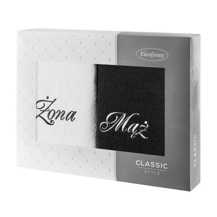 Eurofirany, komplet ręczników, 2 szt., mąż żona, 70-140 cm, biały