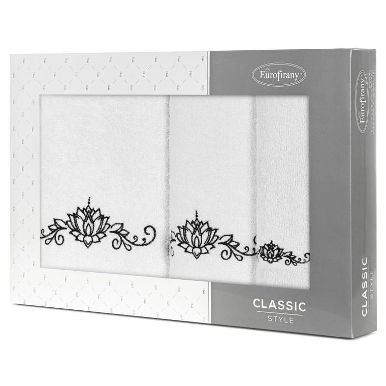 Eurofirany, komplet ręczników, 30-50 cm, 50-90 cm, 70-140 cm, biały