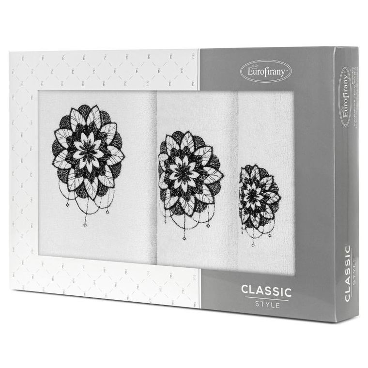 Eurofirany, komplet ręczników, 30-50 cm, 50-90 cm, 70-140 cm, biały