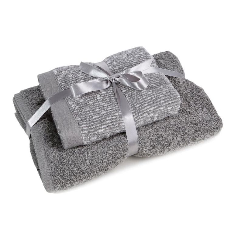 Eurofirany, komplet ręczników, 37-25-10 cm, stalowy