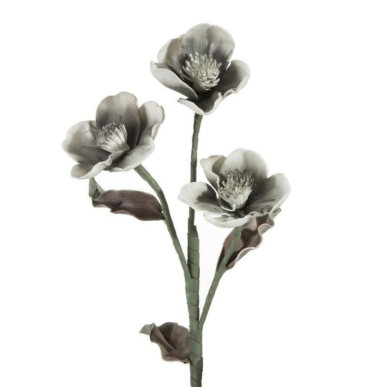 Eurofirany, kwiat flore 518 dł. 65 cm, dł. kwiat 8 cm, srebrny