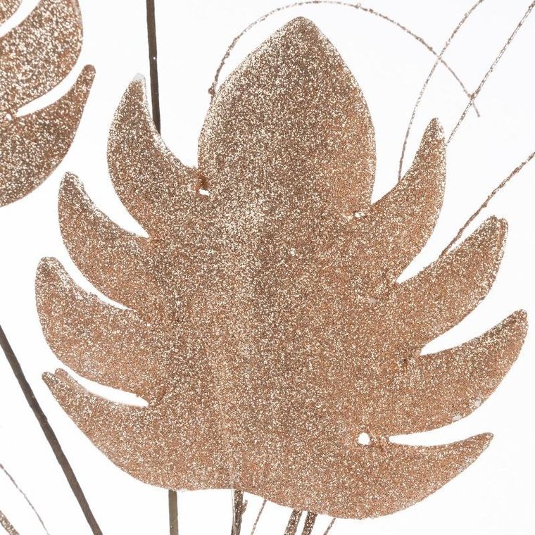 Eurofirany, kwiat Flore, długość 80 cm, długość z liśćmi 35 cm, długość liść 13 cm, złoty