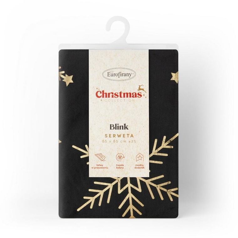 Eurofirany, obrus świąteczny, 85-85 cm, czarny