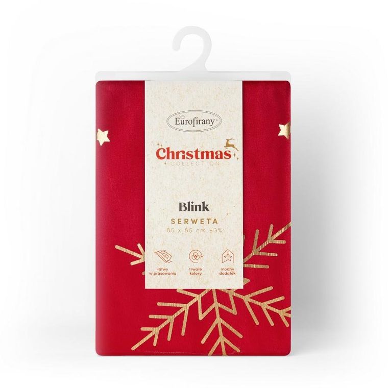Eurofirany, obrus świąteczny, 85-85 cm, czerwony