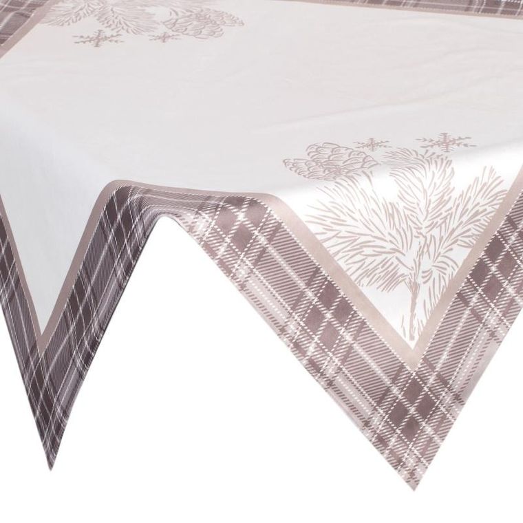 Eurofirany, obrus świąteczny, Holly, 85-85 cm, beżowy