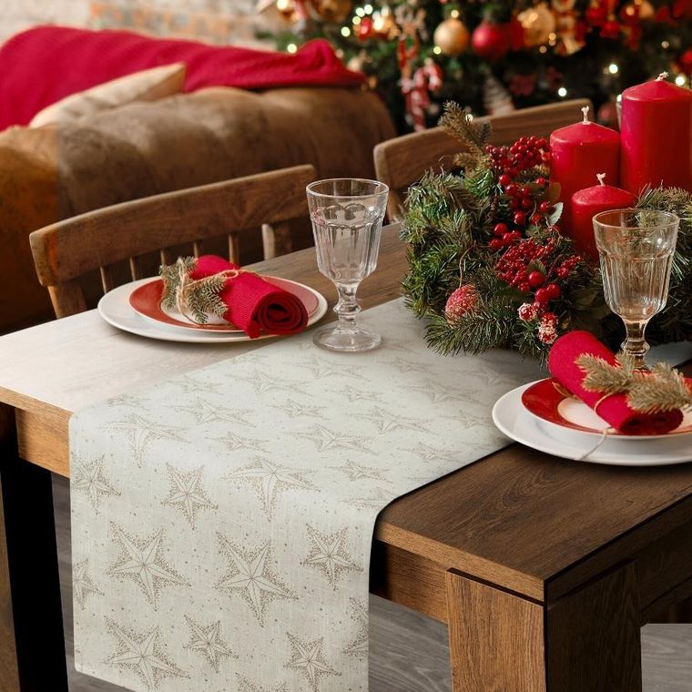 Eurofirany, obrus świąteczny, winter, 40-180 cm, kremowy