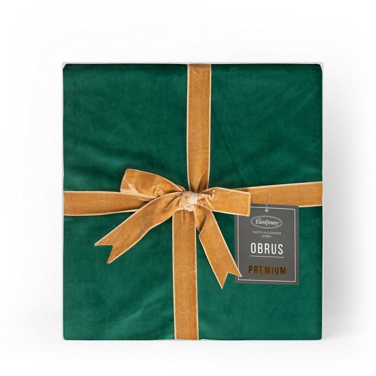 Eurofirany, obrus velvet, 145-220 cm, ciemnozielony