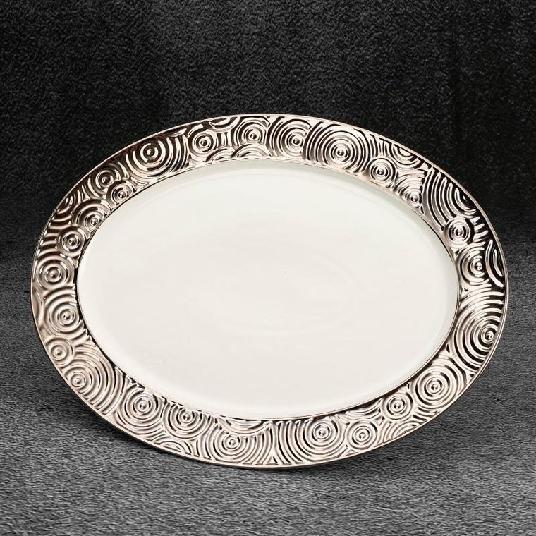 Eurofirany, patera dekoracyjna, Altea, srebrny, 25-34-3 cm