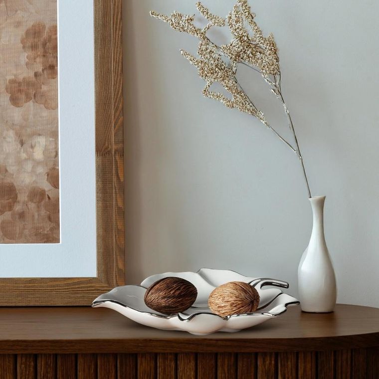 Eurofirany, patera dekoracyjna, Neris, 30-28-6 cm, biały