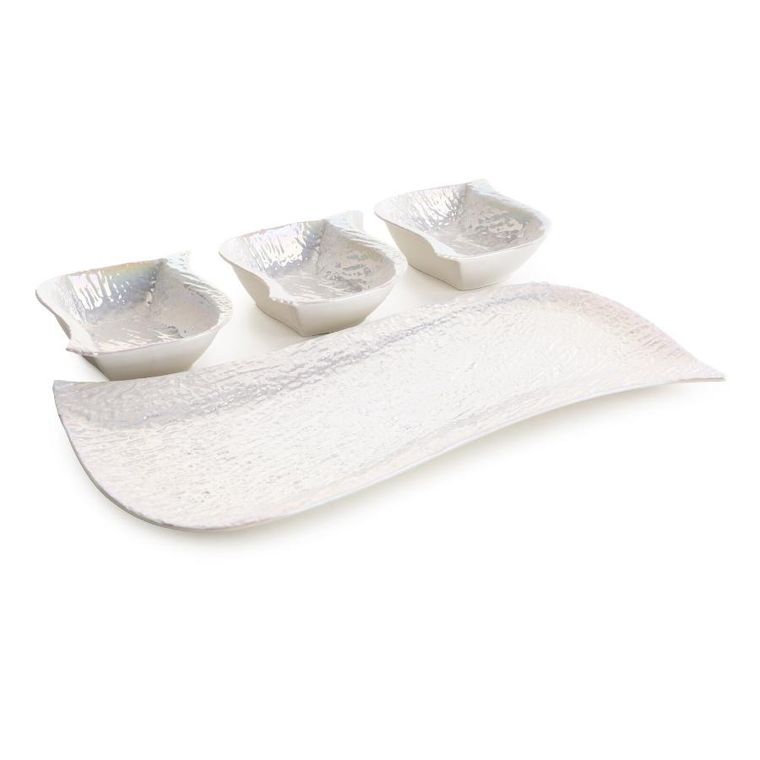 Eurofirany, patera dekoracyjna, Nina, 18-41-65 cm, perłowy