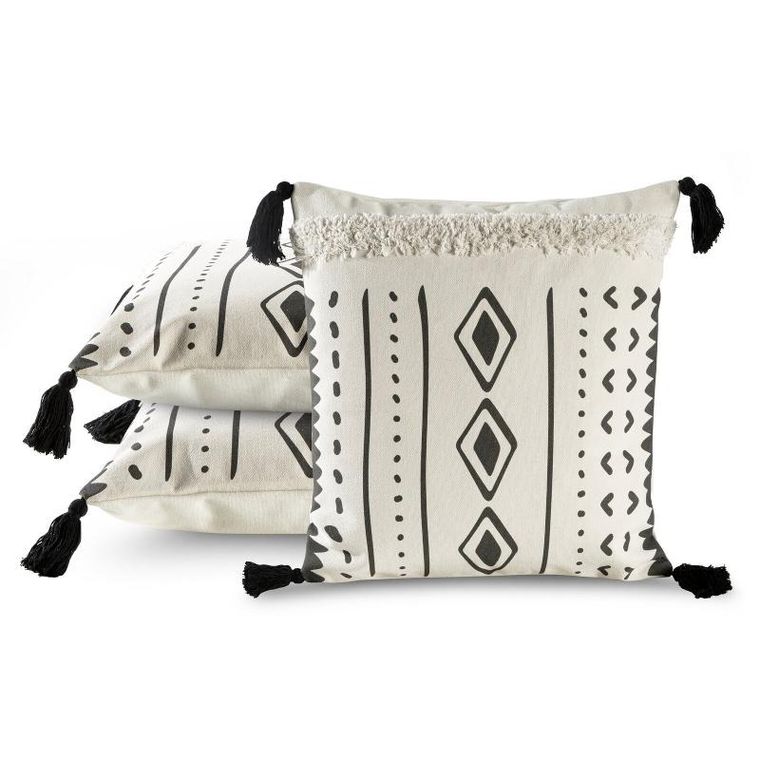 Eurofirany, poszewka boho, 45-45 cm, kremowy