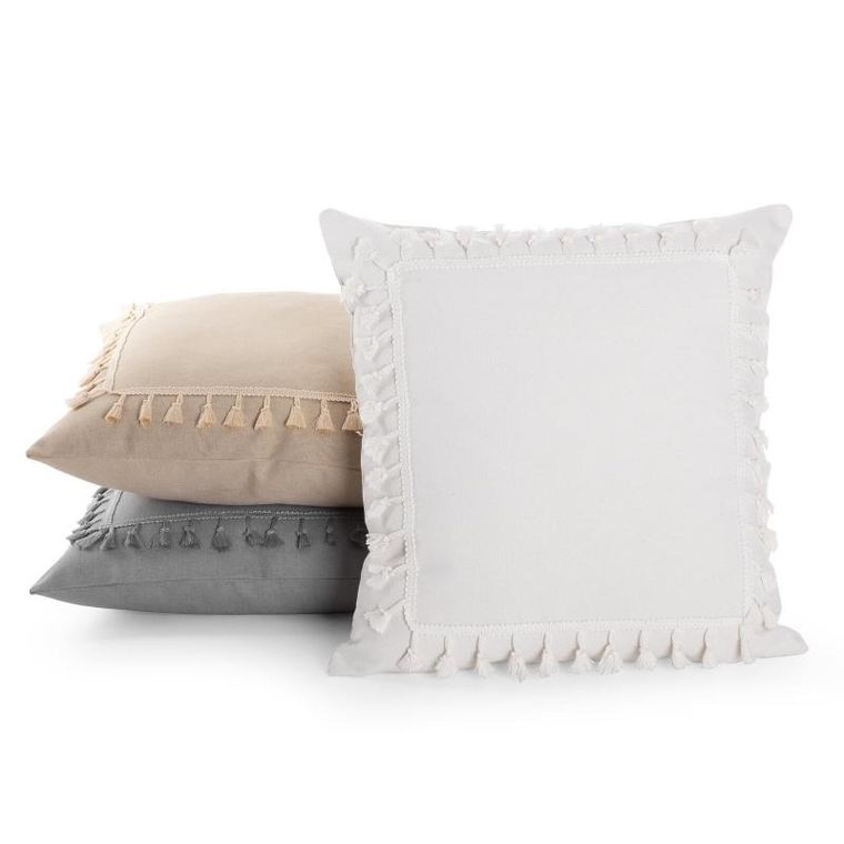 Eurofirany, poszewka boho, 45-45 cm, kremowy