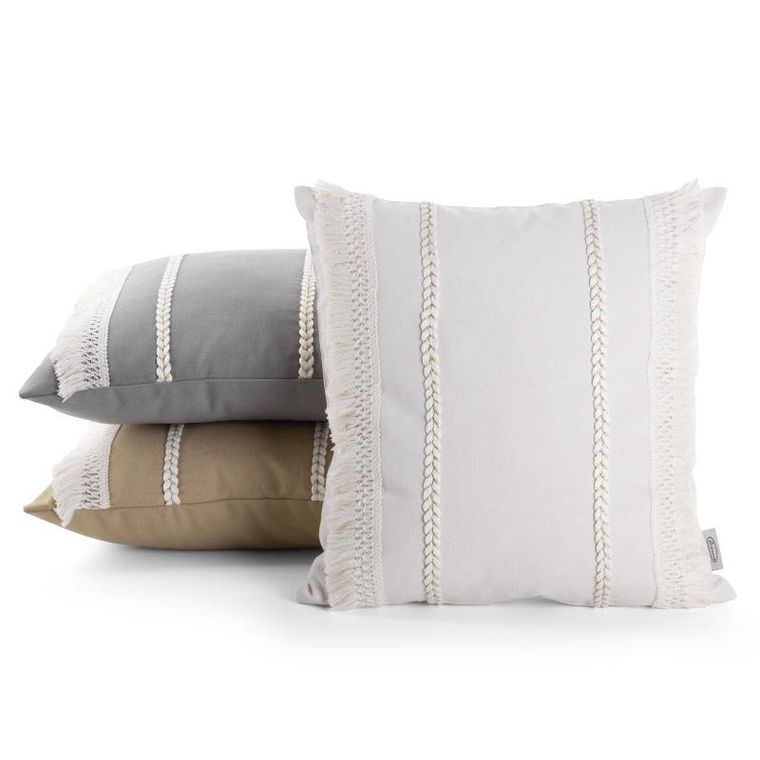 Eurofirany, poszewka boho, 45-45 cm, szary