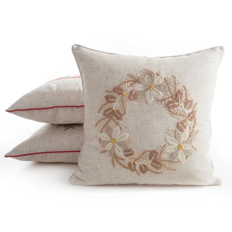 Eurofirany, poszewka świąteczna, 45-45 cm, beżowy