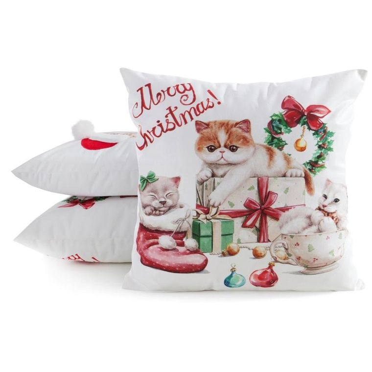 Eurofirany, poszewka świąteczna, 45-45 cm, biały