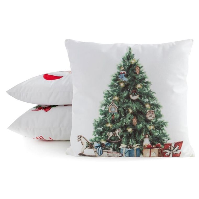Eurofirany, poszewka świąteczna, 45-45 cm, biały