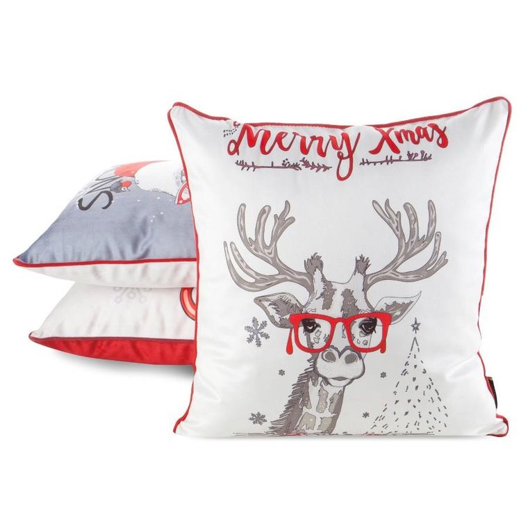 Eurofirany, poszewka świąteczna, 45-45 cm, biały