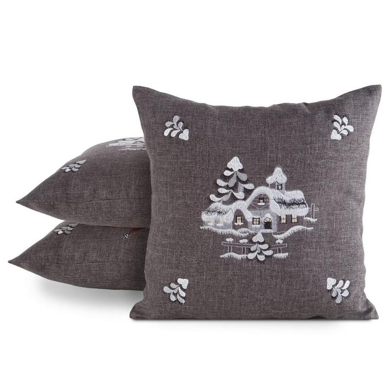 Eurofirany, poszewka świąteczna, 45-45 cm, stalowy