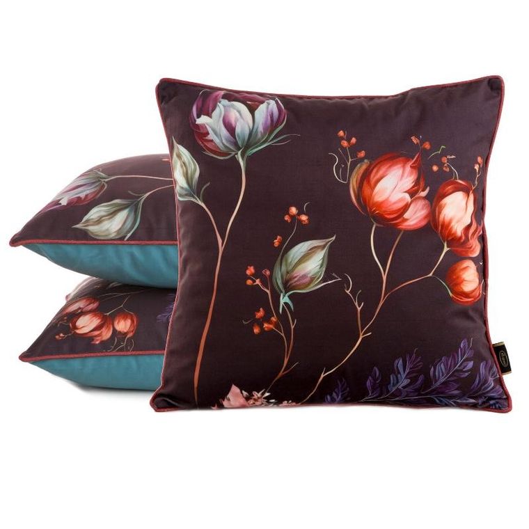 Eurofirany, poszewka velvet, 45-45 cm, bordowy