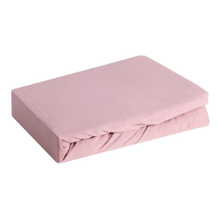 Eurofirany, prześcieradło jersey, 120-200-25 cm, pudrowy róż
