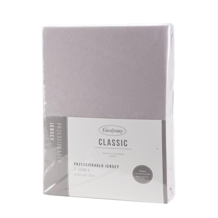 Eurofirany, prześcieradło jersey, 90-200-25 cm, jasnoszary