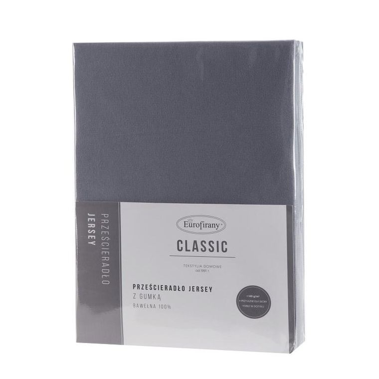 Eurofirany, prześcieradło jersey3, 180-200-30 cm, ciemnostalowy