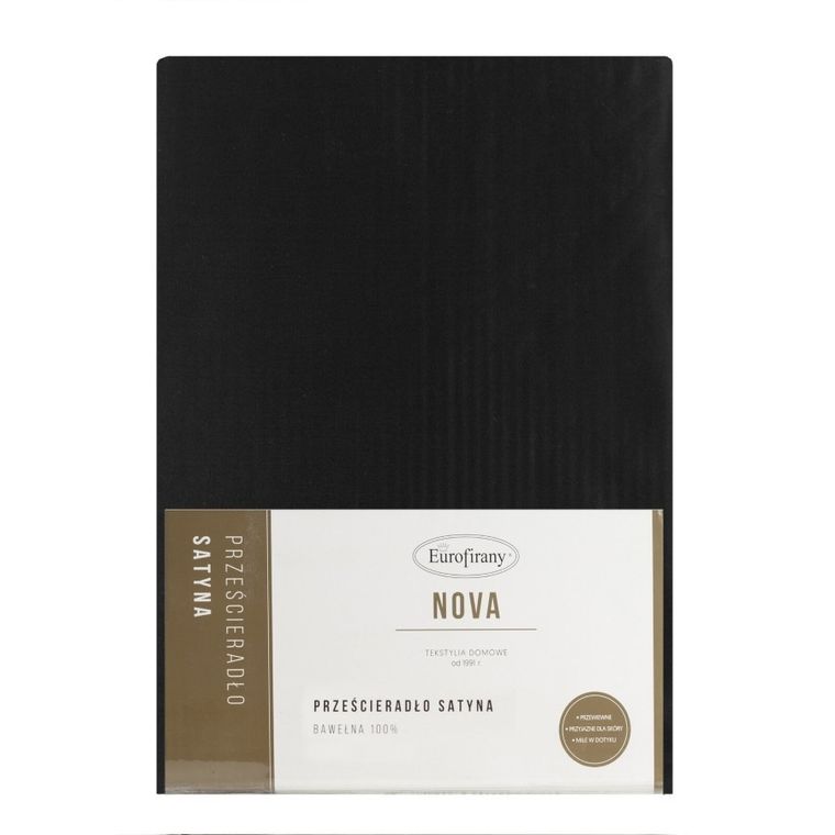 Eurofirany, prześcieradło Nova, 220-210 cm, czarny