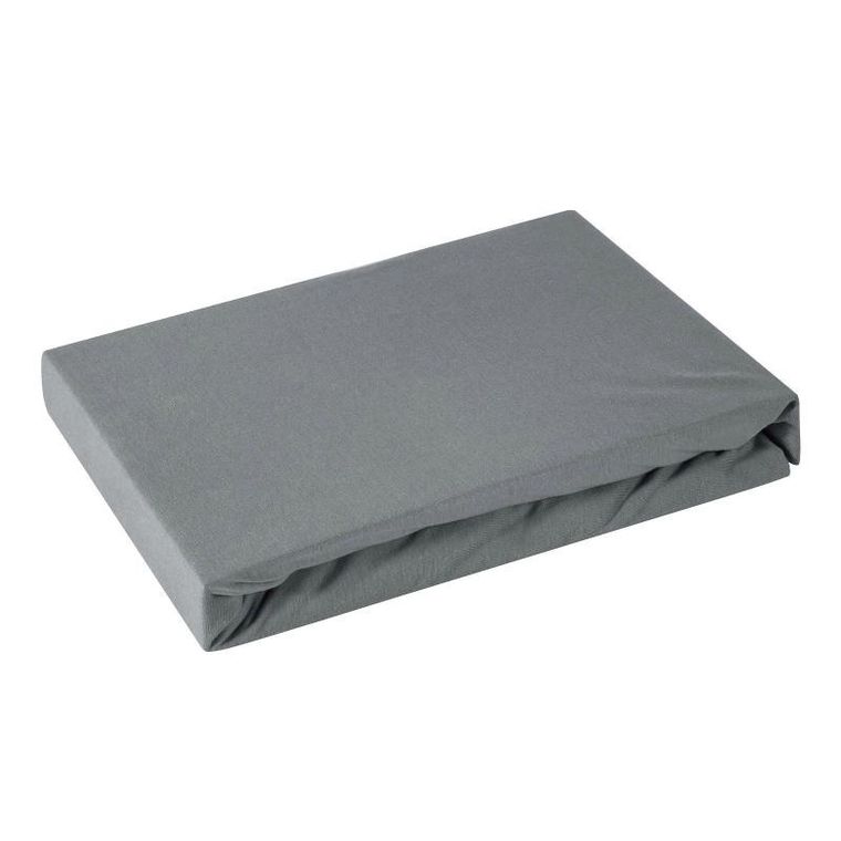 Eurofirany, prześcieradło z gumką, jersey, 180-200 cm, stalowy