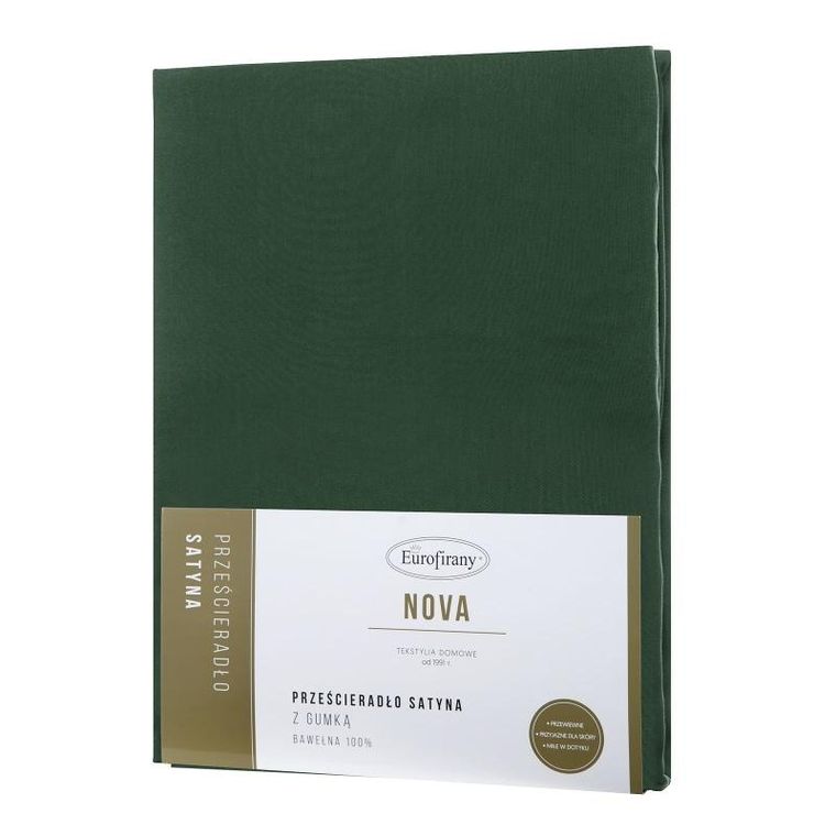 Eurofirany, prześcieradło z gumką, Nova3, 140-200 cm, wysokość 30 cm, butelkowy zielony