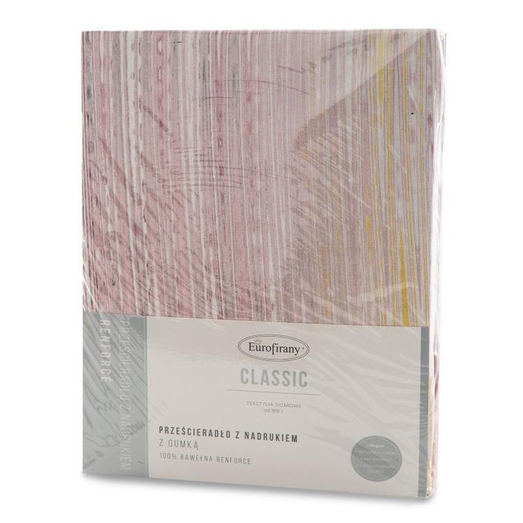 Eurofirany, prześcieradło z gumką, print, 220-200 cm, fioletowy