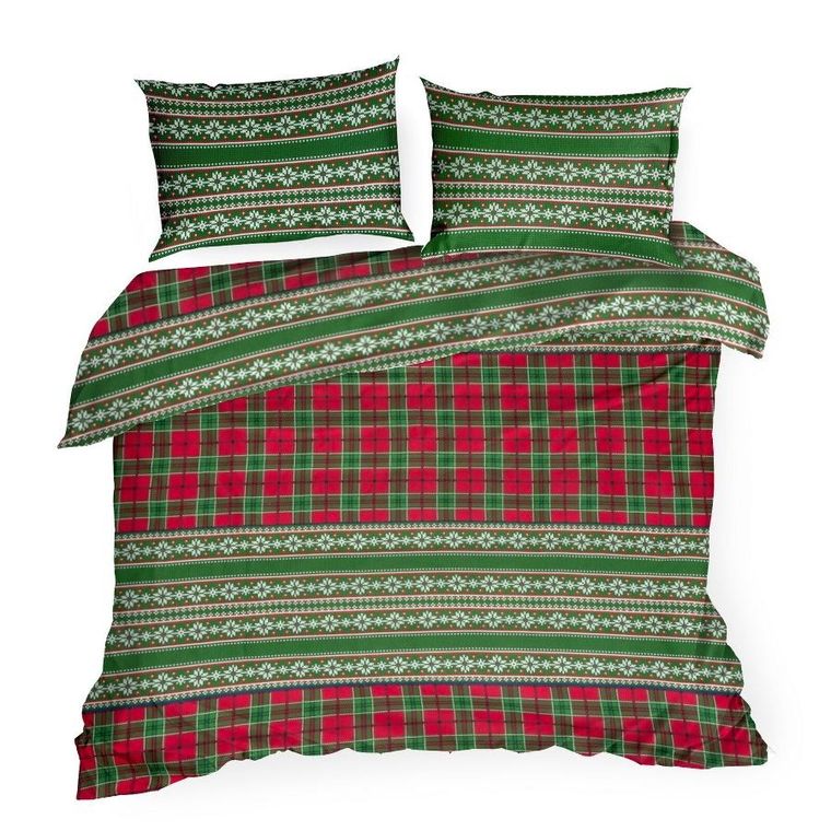Eurofirany, świąteczny komplet pościeli, Aurora, 160-200 cm, zielony