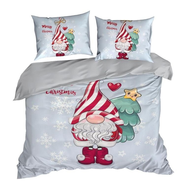 Eurofirany, świąteczny komplet pościeli, Beiner, 220-200 cm, jasnoszary