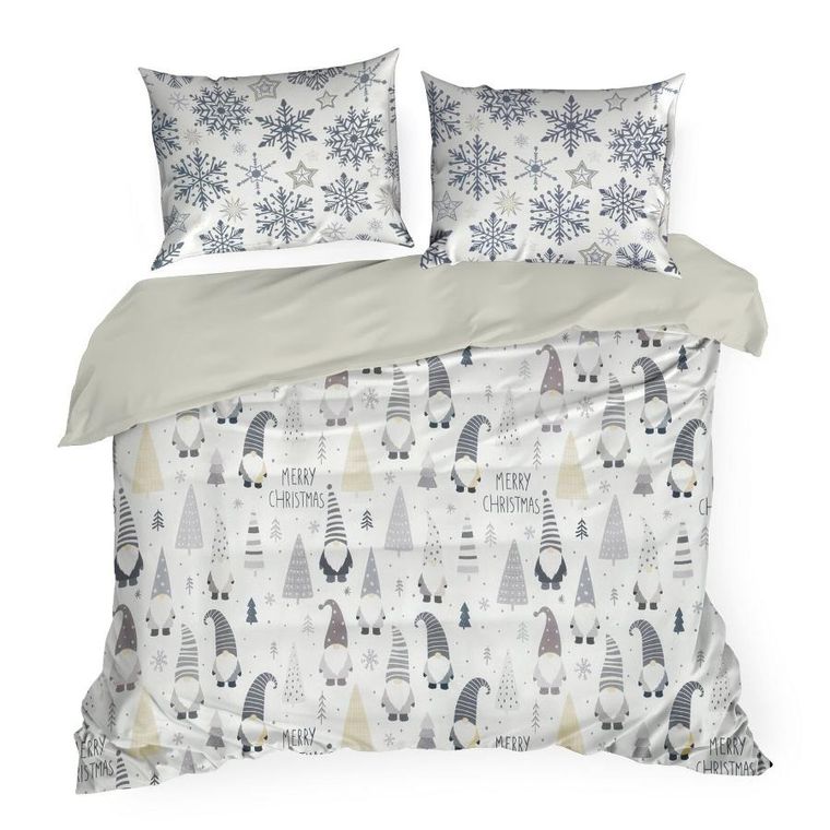 Eurofirany, świąteczny komplet pościeli, Dwarf, 160-200 cm, biały