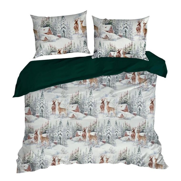 Eurofirany, świąteczny komplet pościeli, Fairyland, 220-200 cm, biały