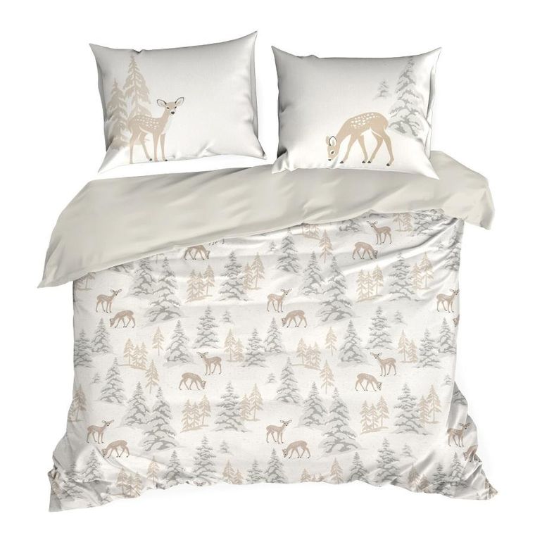 Eurofirany, świąteczny komplet pościeli, Fawn, 220-200 cm, biały