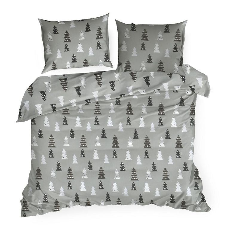Eurofirany, świąteczny komplet pościeli, Lenon, 140-200 cm, stalowy