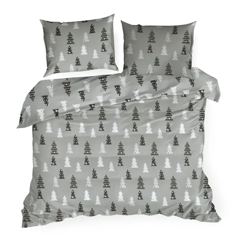 Eurofirany, świąteczny komplet pościeli, Lenon, 160-200 cm, stalowy