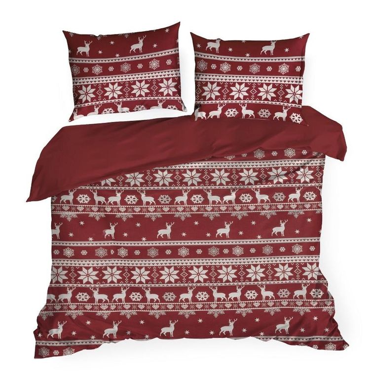 Eurofirany, świąteczny komplet pościeli, Oslo, 220-200 cm, czerwony