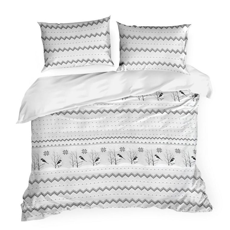 Eurofirany, świąteczny komplet pościeli, Tasha, 140-200 cm, biały