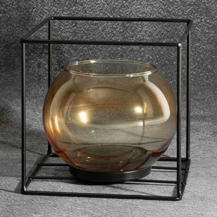 Eurofirany, świecznik, 17-17-17 cm, czarny