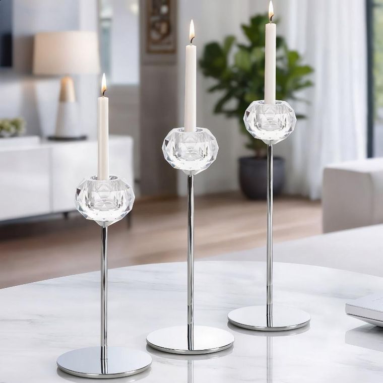 Eurofirany, świecznik dekoracyjny, Lara, o 8-23 cm, transparentny