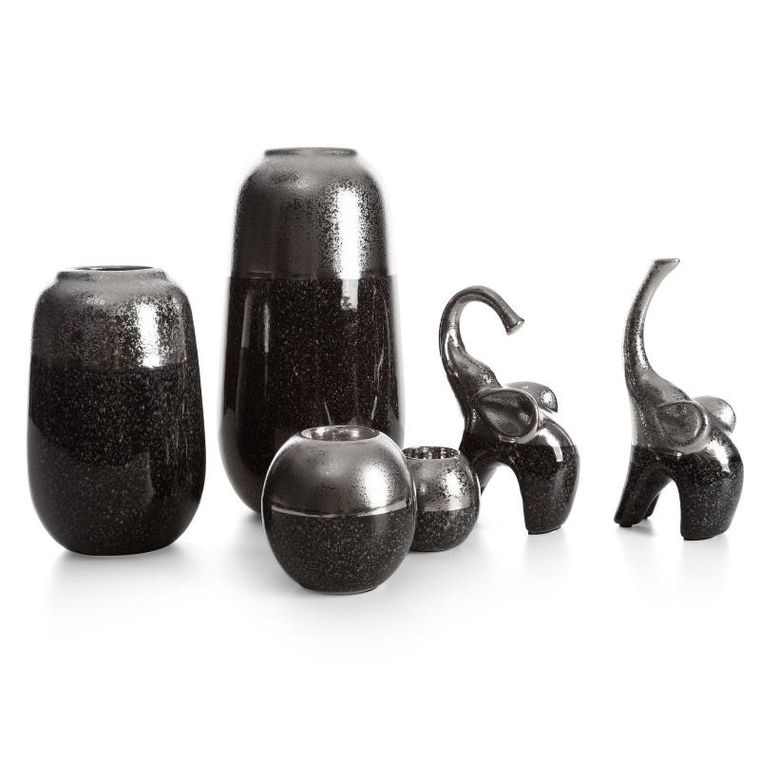 Eurofirany, świecznik dekoracyjny, Leo 8-8-8 cm, srebrny