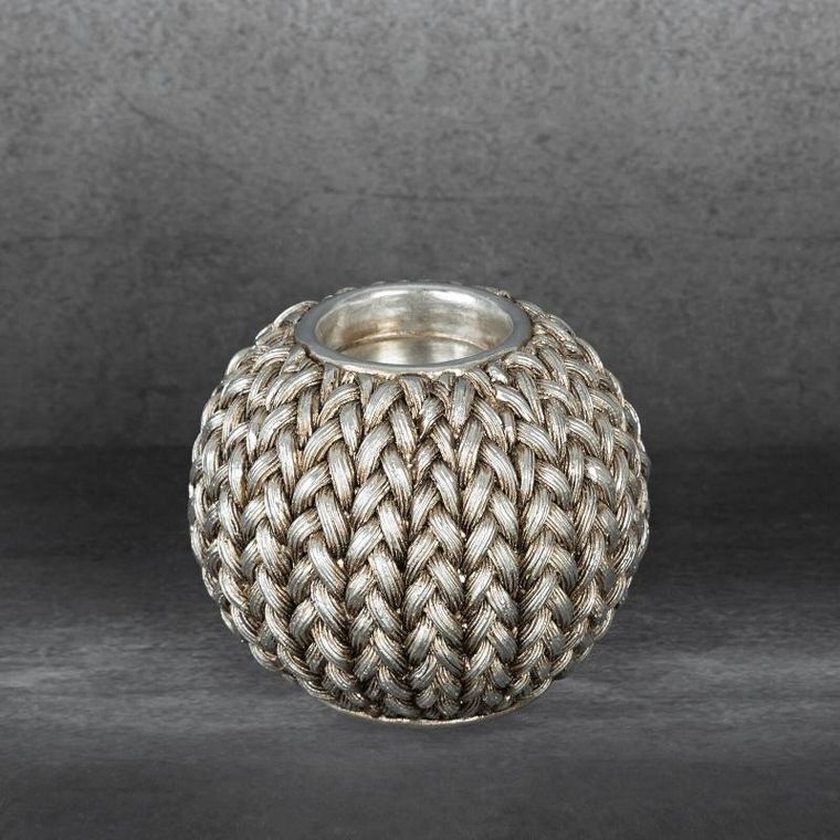 Eurofirany, świecznik dekoracyjny, Moli, 11-11-9 cm, srebrny