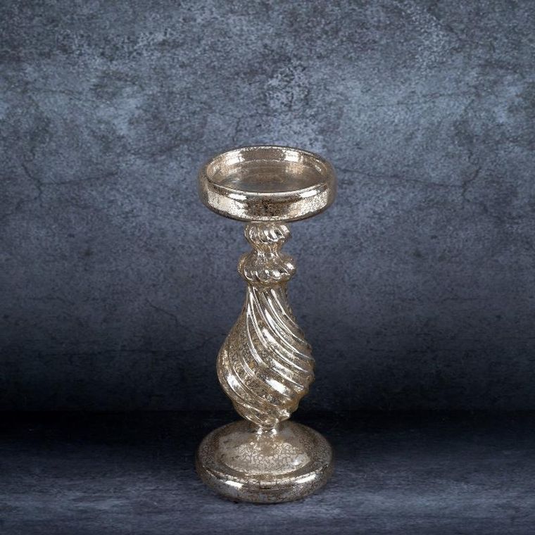 Eurofirany, świecznik świąteczny, 10-24 cm, szampański